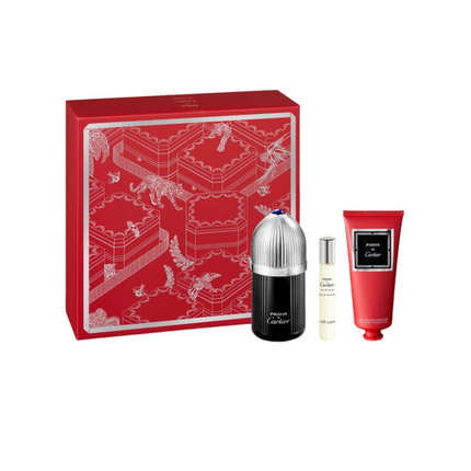 Cartier Pasha De Cartier Dition Noire EDT 100Ml + EDT 10Ml + Shower Gel 100Ml Gift Set For Men