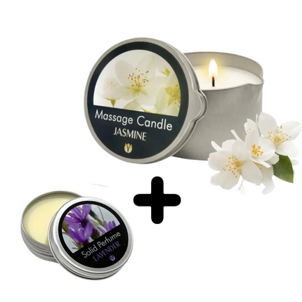 Flowerland Massage Candle Jasmine 200ml + Solid Perfume 30ml