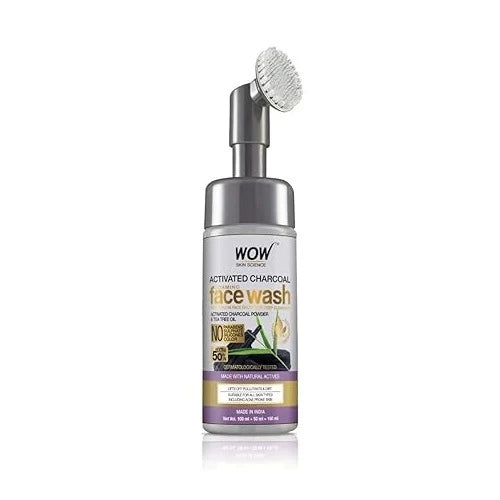 Wow Skin Science Activated Charcoal Face Wash with Brush 150ml