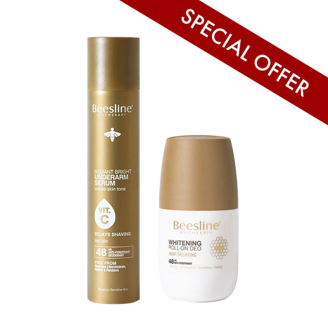 Beesline Underarm Serum Hair Delaying Spray + Roll On Deodorant Hair Delaying