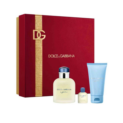 Dolce & Gabbana Light Blue EDT 75Ml + EDT 5Ml + Shower Gel 50Ml Gift Set For Men