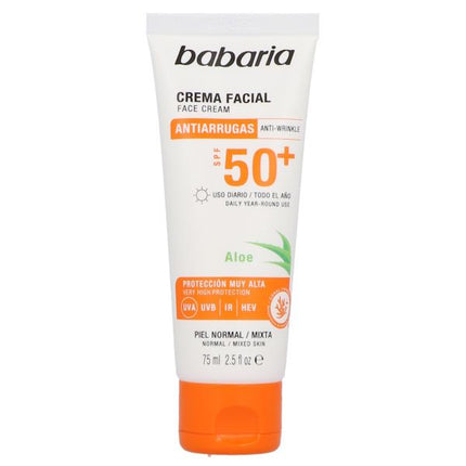 Babaria Anti-wrinkle SPF50+ Very High Protection Aloe 75ml