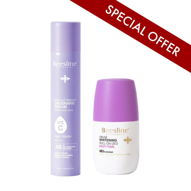 Beesline Underarm Serum Silky Spray + Roll On Deodorant Beauty Pearl