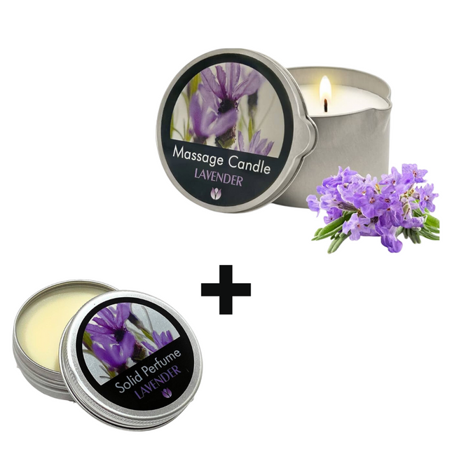 Flowerland Massage Candle Lavender 200ml + Solid Perfume 30ml