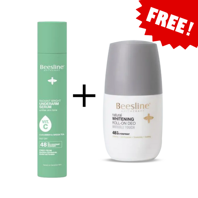 Beesline Offer Radiant Bright Underarm Cucumber & Green Tea + Roll On Deodorant Invisible Touch