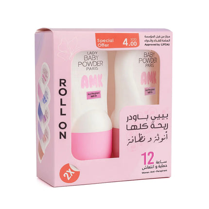 Lady Baby Powder AMK Roll-On Deodrant Value Pack 50ml*2