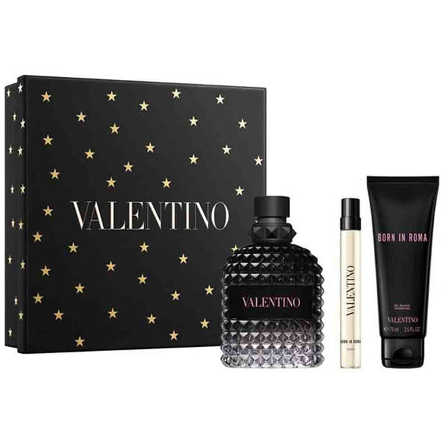 Uomo Born In Roma EDT 100Ml + EDT 10Ml + Shower Gel 75Ml Gift Set For Men