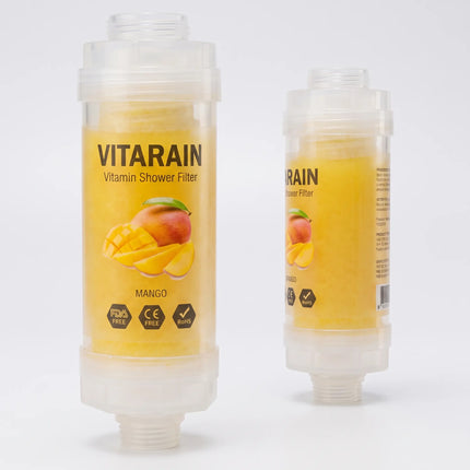 VITARAIN Korean Vitamin C Shower Filter in Mango scent for reducing chlorine and improving shower water, فلتر الشور الكوري بفيتامين C من فيتارين برائحة المانجو لتقليل الكلور وتحسين ماء الشور