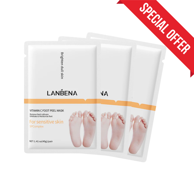 قناع تقشير القدمين بفيتامين سي من لانبينا - عرض 3 قطع