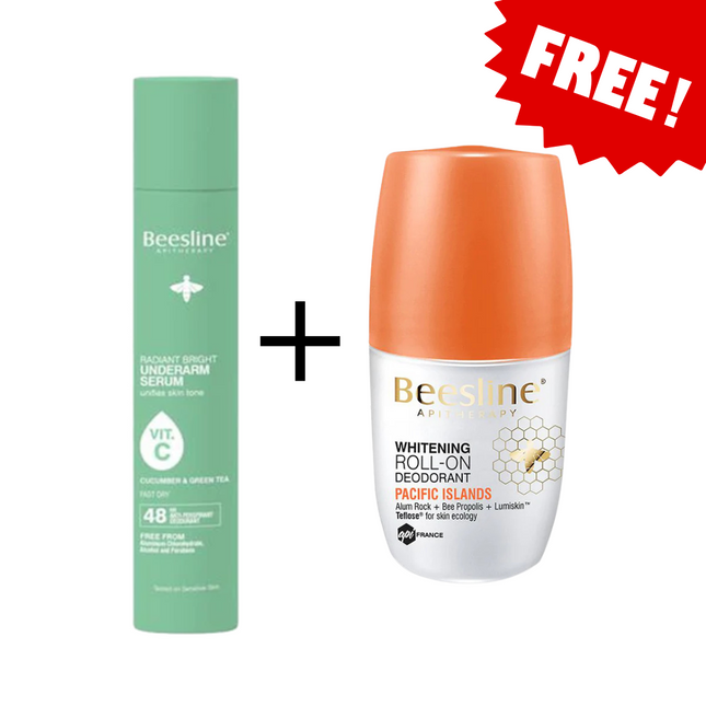 Beesline Offer Radiant Bright Underarm Cucumber & Green Tea + Roll On Deodorant Pacific Islands