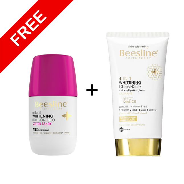BEESLINE Offer 4 in 1 Cleanser + Whitening Roll On Deodorant Cotton Candy