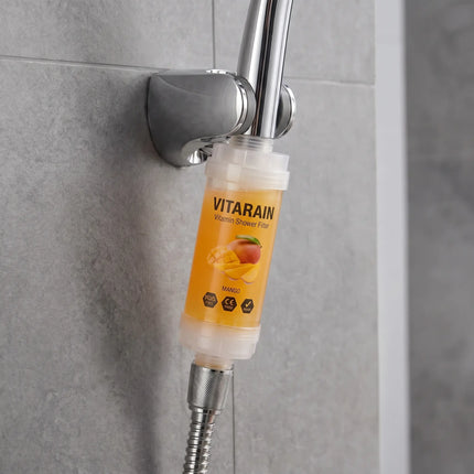 VITARAIN Korean Vitamin C Shower Filter in Mango scent for reducing chlorine and improving shower water, فلتر الشور الكوري بفيتامين C من فيتارين برائحة المانجو لتقليل الكلور وتحسين ماء الشور