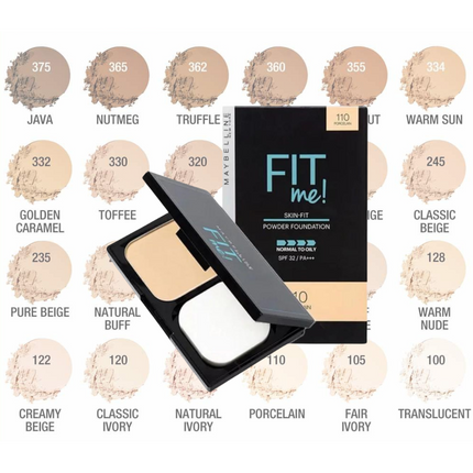 Maybelline Fit Me Skin Fit Powder Foundation SPF32 Shades