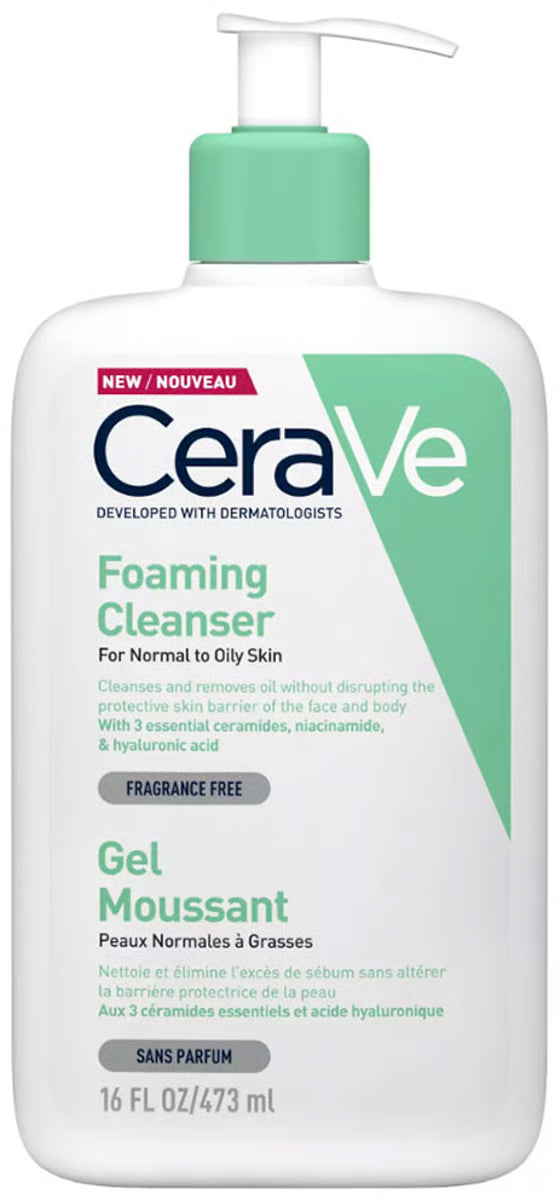 CeraVe Foaming Cleanser for Normal to Oily Skin with Hyaluronic Acid 473mL