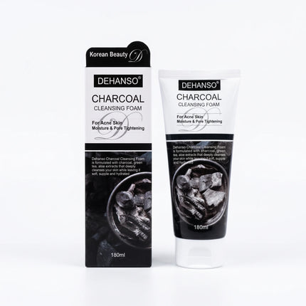 DeHanso Charcoal Cleansing Foam 180ml tube beside its box