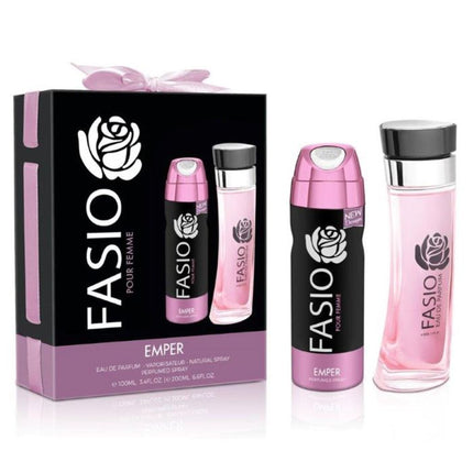 طقم فاسيو عطر 100 مل للنساء + مزيل عرق 200 مل امبر