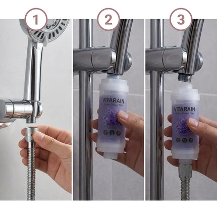 فلتر الشور الكوري بفيتامين C من فيتارين برائحة اللافندر لتقليل الكلور وتحسين ماء الشور, VITARAIN Korean Vitamin C Shower Filter in Lavender scent for reducing chlorine and improving shower water