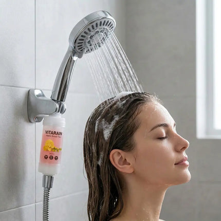 فلتر الشور الكوري بفيتامين C من فيتارين برائحة الفريزيا لتقليل الكلور وتحسين ماء الشور, VITARAIN Korean Vitamin C Shower Filter in Freesia scent for reducing chlorine and improving shower water