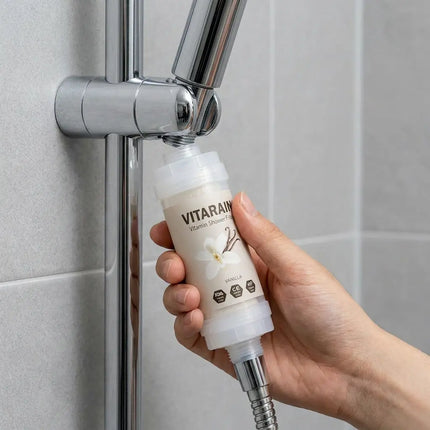 فلتر الشاور الكوري بفيتامين C من VITARAIN برائحة الفانيلا لتقليل الكلور وتحسين ماء الاستحمام, VITARAIN Korean Vitamin C Shower Filter in Vanilla scent for reducing chlorine and improving shower water