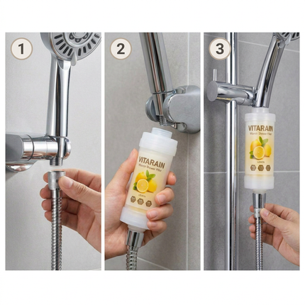 فلتر الشور الكوري بفيتامين C من فيتارين برائحة الليمون لتقليل الكلور وتحسين ماء الشور, VITARAIN Korean Vitamin C Shower Filter in Lemon scent for reducing chlorine and improving shower water