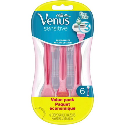 Gillette Venus Sensitive Disposable Razors for Women – 6 Count