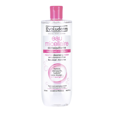 Evoluderm Micellar Cleansing Water For Dry & Sensitive Skin 500Ml
