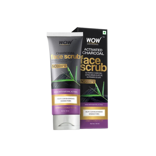 Wow Skin Science Activated Charcoal Face Scrub 100Ml