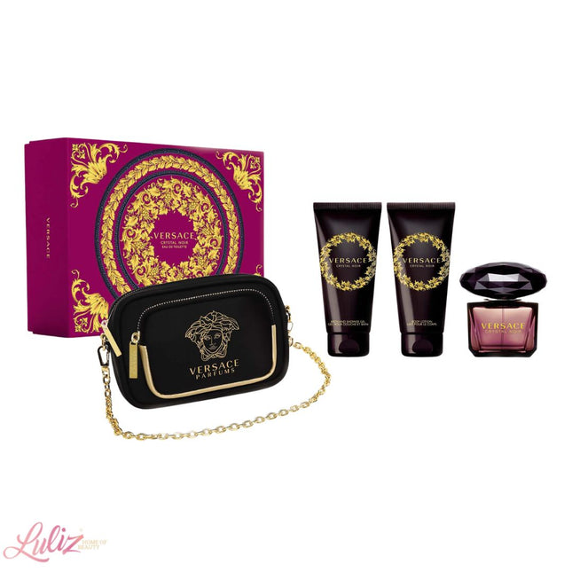 Versace Crystal Noir Eau De Toilette Spray 90ml Set 4 Pieces