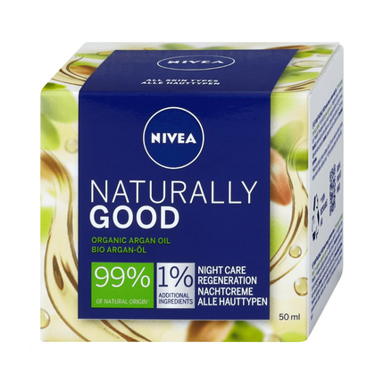 Nivea Naturally Good Night Cream with Organic Argan Oil, 50 ml