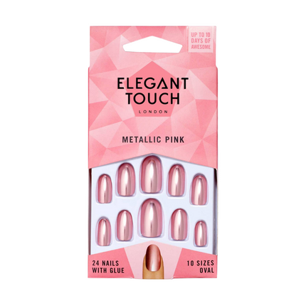 Elegant Touch Metallic Pink Nails